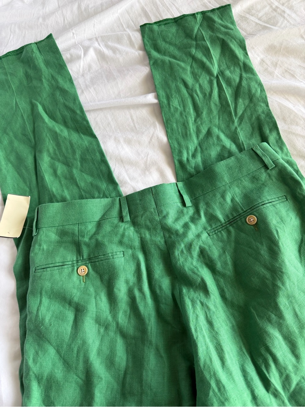 NWT Polo Ralph Lauren Vintage 100% Linen Deadstock Green Pants - Picture 10 of 12